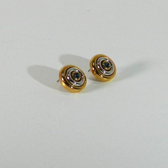 Charmelle Gold & Silver Tone Button Pierced Stud Earrings - Picture 7 of 10